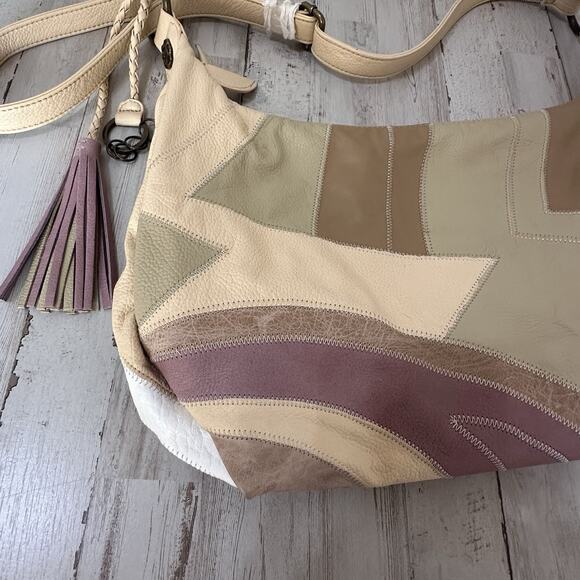 CHI Carlos Falchi Purse Shoulder Bag Cowhide Leather Patchwork Y2K Retro 70s Zip - Picture 3 of 11